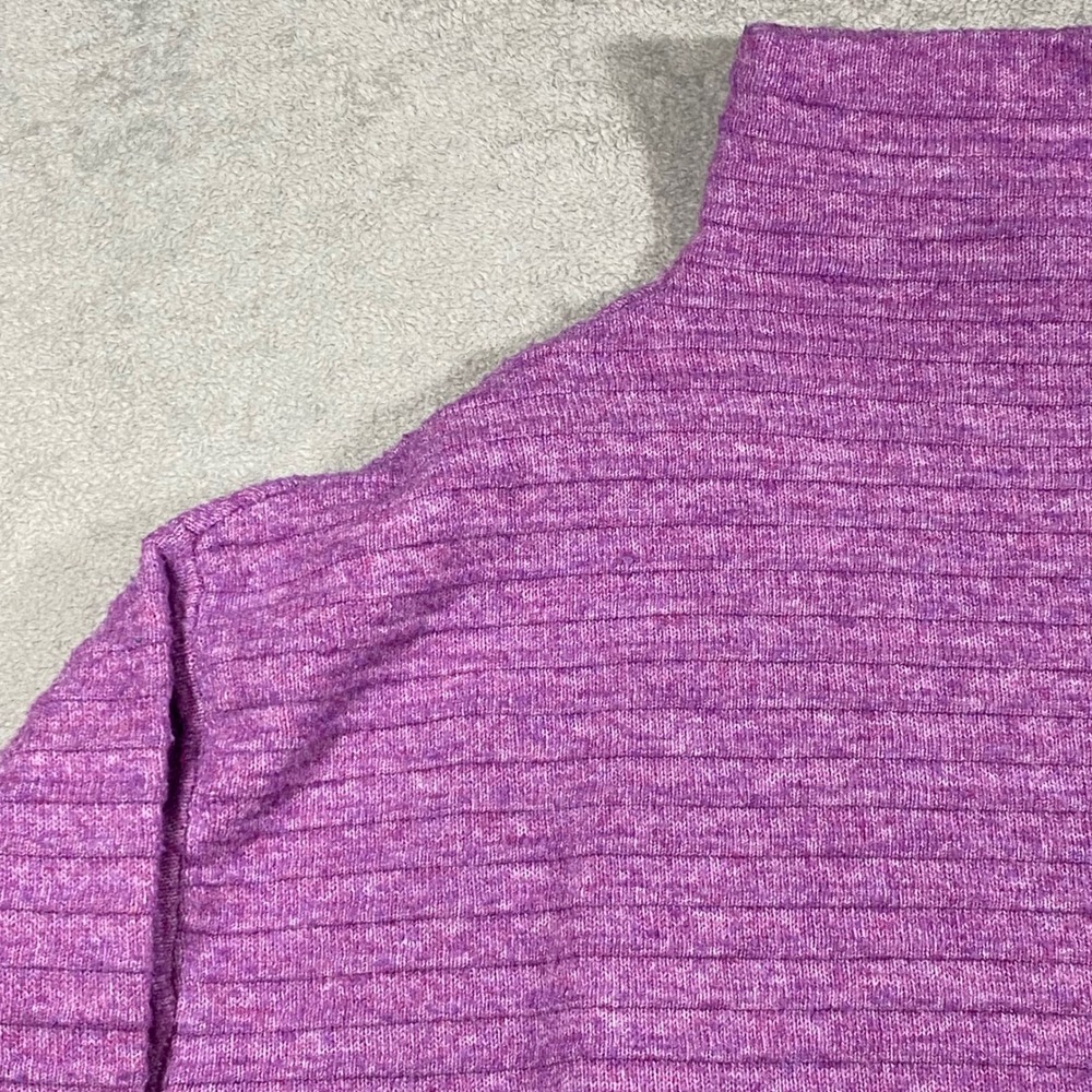 Ophelia Roe Purple Ribbed Mock Neck‎ Drop Shoulder Knit Sweater Large - Picture 7 of 13